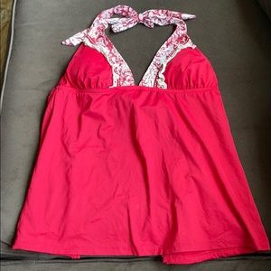 Lucky Brand Red Tankini Open Back Swim Top